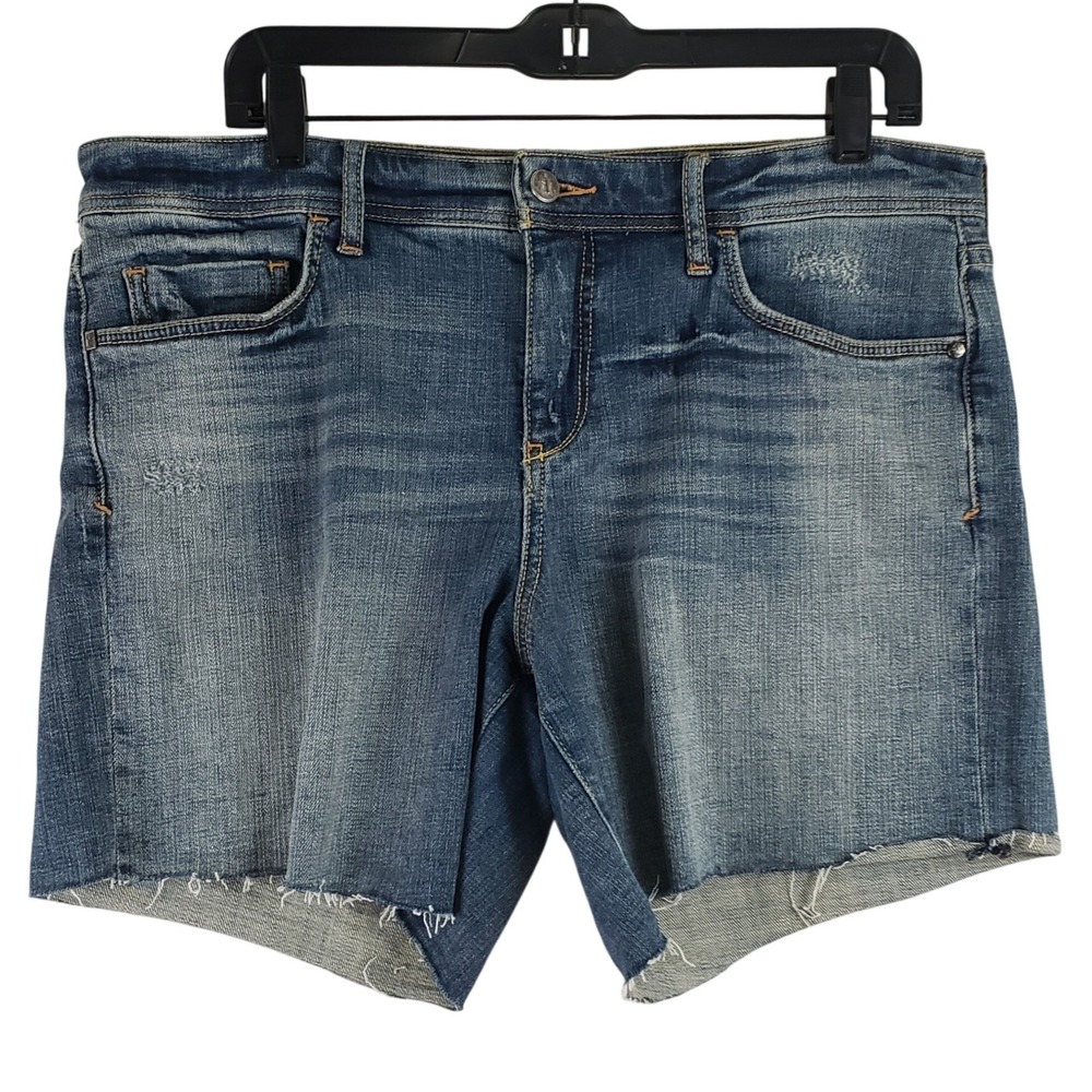 Anthropologie Pilcro Hyphen Shorts Women 29 Blue Denim Raw Hem Distressed Casual